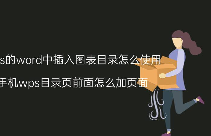 wps的word中插入图表目录怎么使用 手机wps目录页前面怎么加页面？